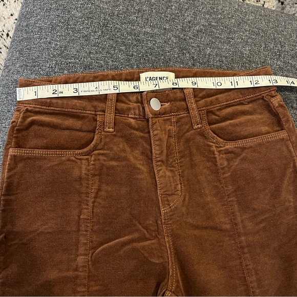 L’AGENCE Women’s Jyothi Velvet Jeans High Rise Split Ankle Fawn Brown Sz 25 NWT - Picture 11 of 13